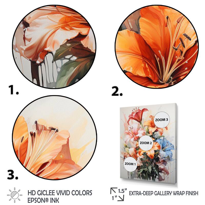 Designart "Lilies Representation Multicolored Acrylic III" Lilies